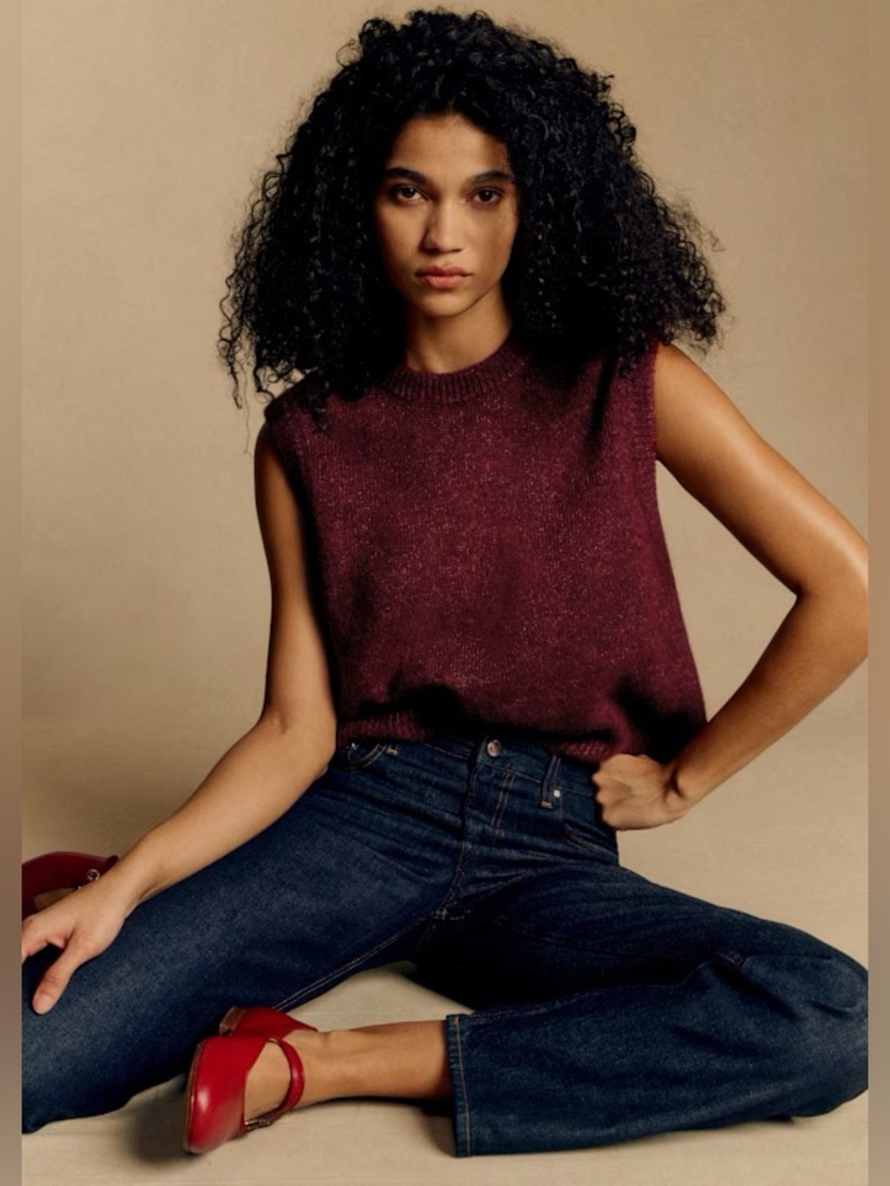 NWOT Sezane Samuel Jumper in Burgundy, Size S